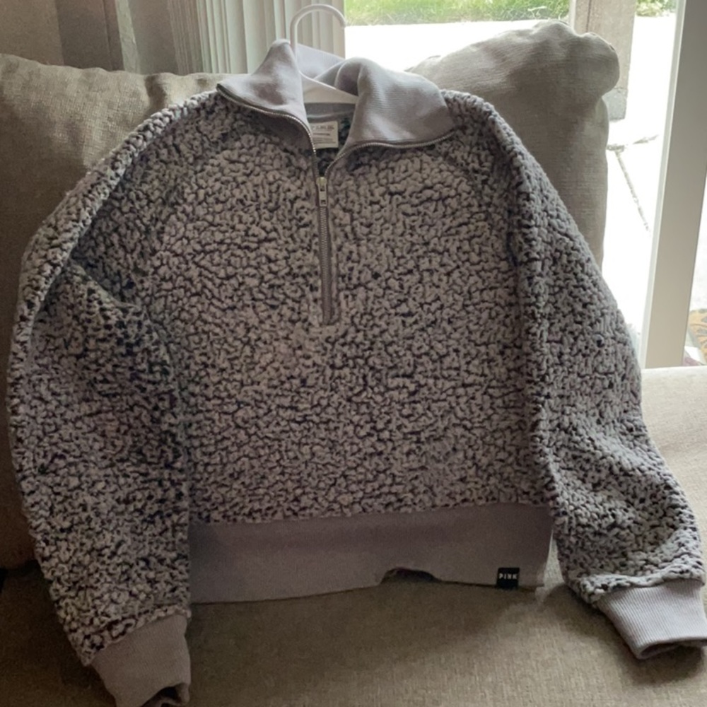 PINK Sherpa crop 3/4 zip,